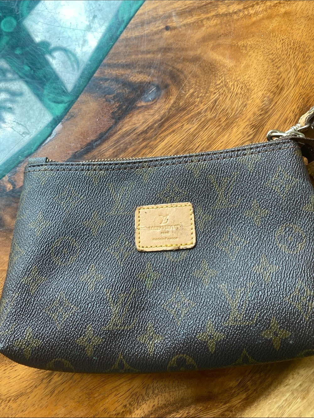 Louis Vuitton Brown Monogram Wristlet Strap with Gold Hardware